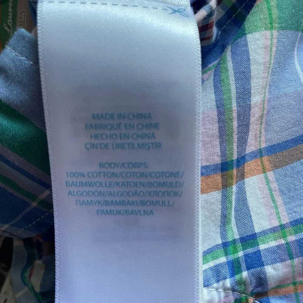 Ralph Lauren Blue Plaid Button Down Romper Size 3 months